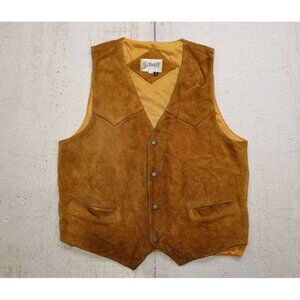 Vintage 60s 70s Schott NYC Western Leather Vest Brown Size 40